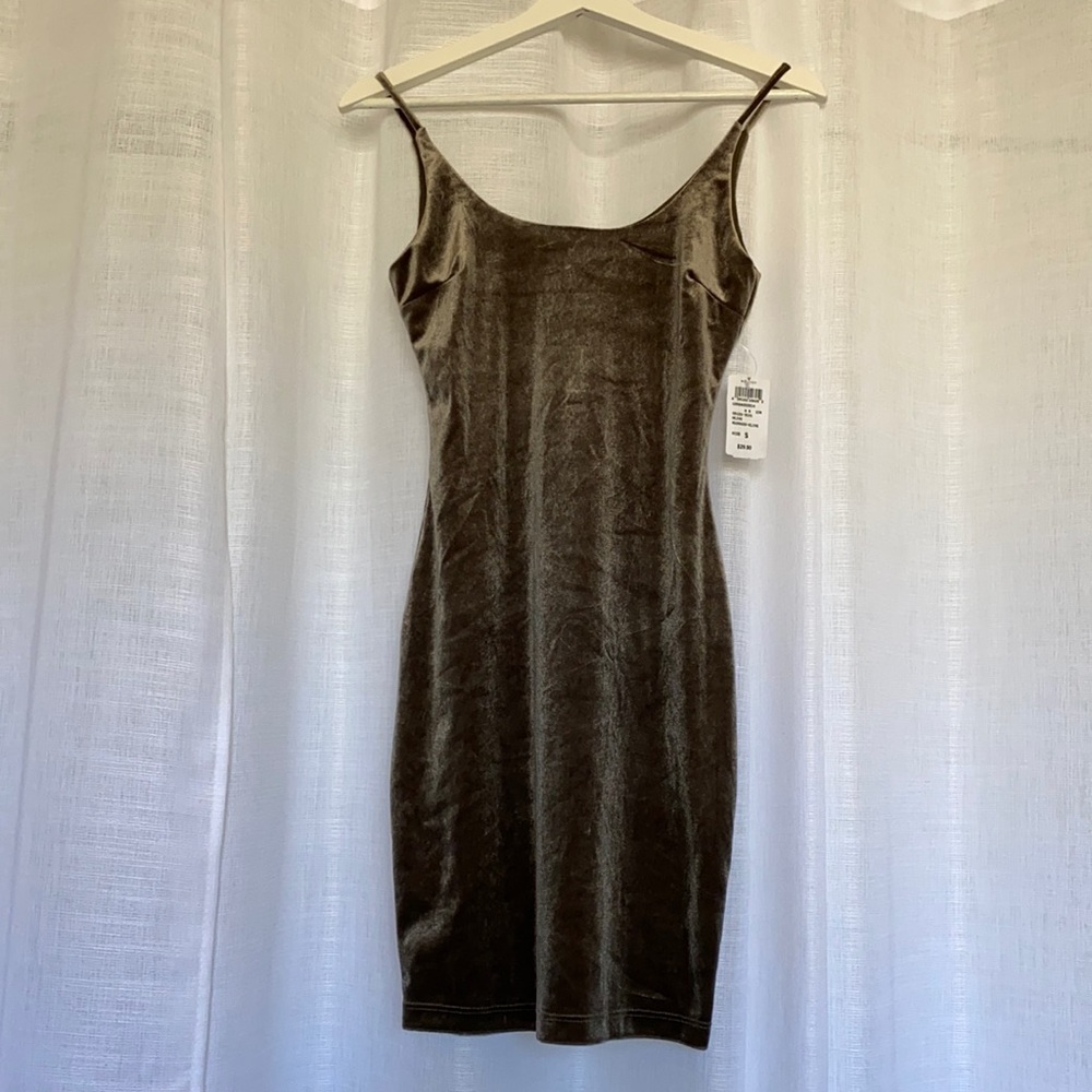 Velvet Olive Green Dress